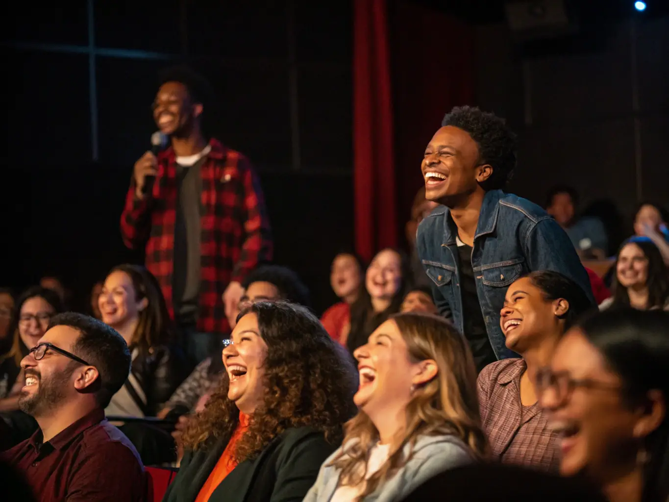 A vibrant photograph capturing a diverse group of people enjoying a live performance at a TOTAL HEAVEN event, showcasing the community engagement and cultural enrichment that the organization fosters.