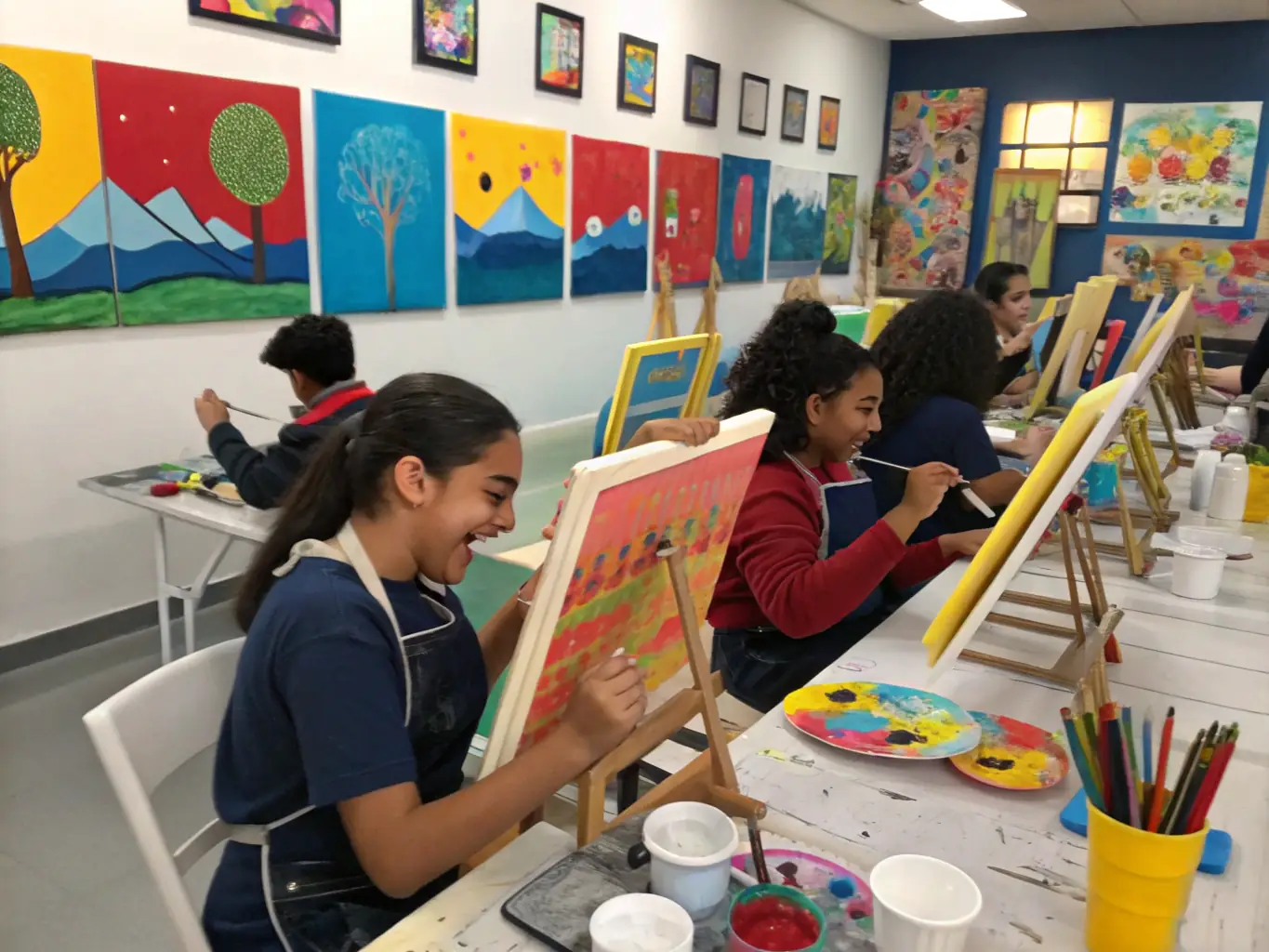 A heartwarming photo of children participating in an arts education program organized by TOTAL HEAVEN, demonstrating the organization's commitment to fostering community engagement.